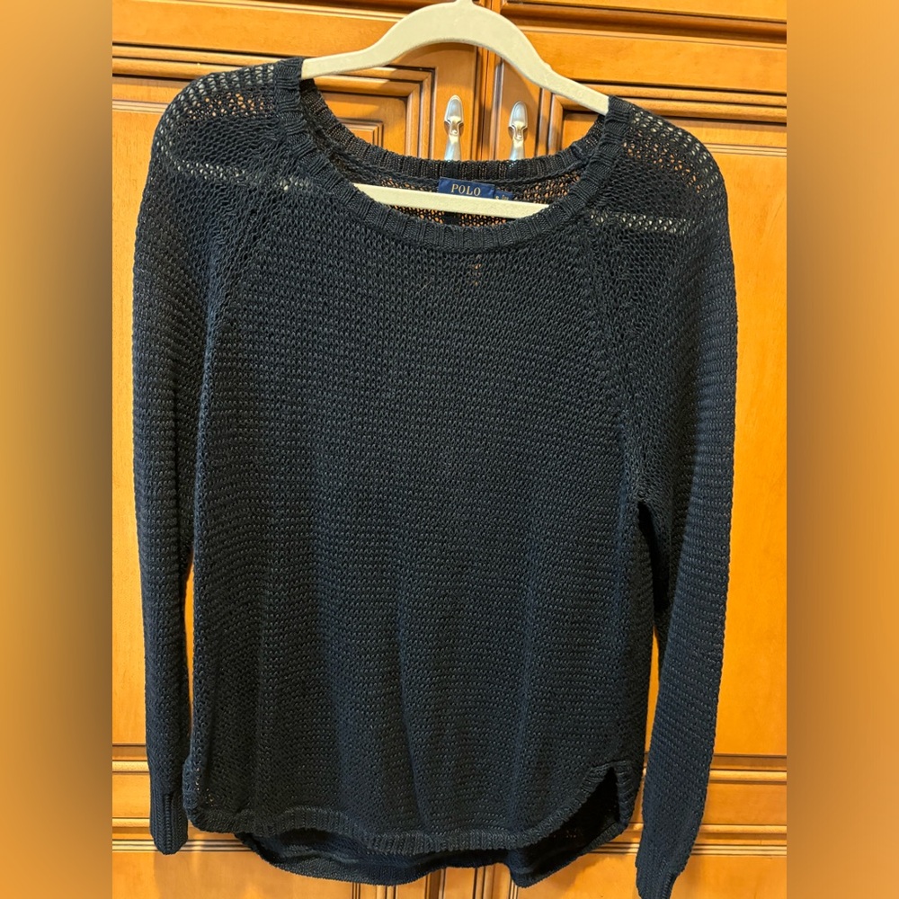 Polo Ralph Lauren Open Knit 100% Linen sweater in Navy. Size S